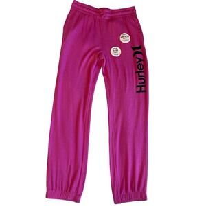 NWT Hurley Hot Pink Classic Ultra Soft Draw String Elastic Waist Joggers Large
